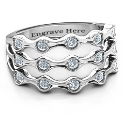 3 Row Fashion Wave Ring in 925 Sterling Silver