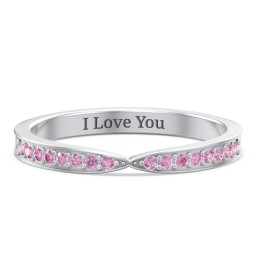 Tapered Stacking Band with Accents in 925 Sterling Silver