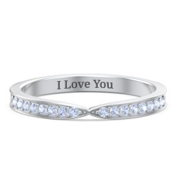 Tapered Stacking Band with Accents in 925 Sterling Silver with Fancy Blue Premium Zirconia