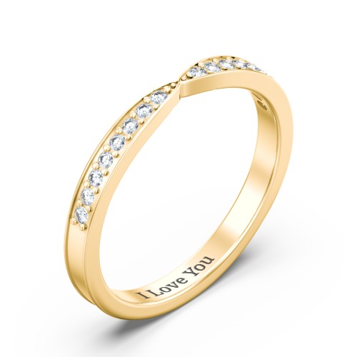 Tapered Stacking Band with Accents – 10K Yellow Gold with Diamond
