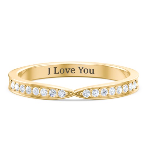 Tapered Stacking Band with Accents – 10K Yellow Gold with Diamond