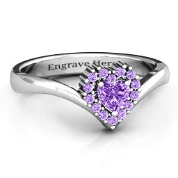 Peak of Love Ring in 925 Sterling Silver with Amethyst and Amethyst Premium Zirconia