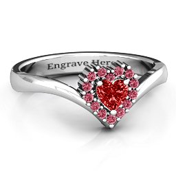 Peak of Love Ring in 925 Sterling Silver with Garnet and Red Premium Zirconia