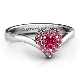 Peak of Love Ring in 925 Sterling Silver with Ruby and Red Premium Zirconia
