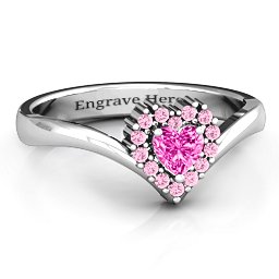 Peak of Love Ring in 925 Sterling Silver with Pink Tourmaline and Fancy Pink Premium Zirconia