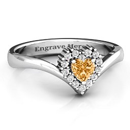 Peak of Love Ring in 925 Sterling Silver with Citrine and White Premium Zirconia