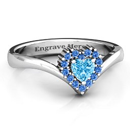 Peak of Love Ring in 925 Sterling Silver with Blue Topaz and Fancy Blue Premium Zirconia