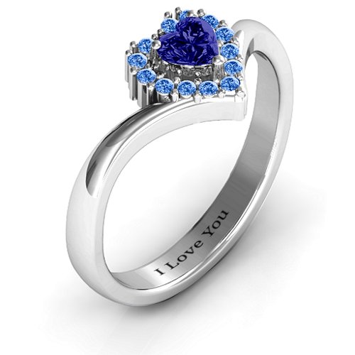 Peak of Love Ring – Sterling Silver with Blue Sapphire and Fancy Blue Premium Zirconia