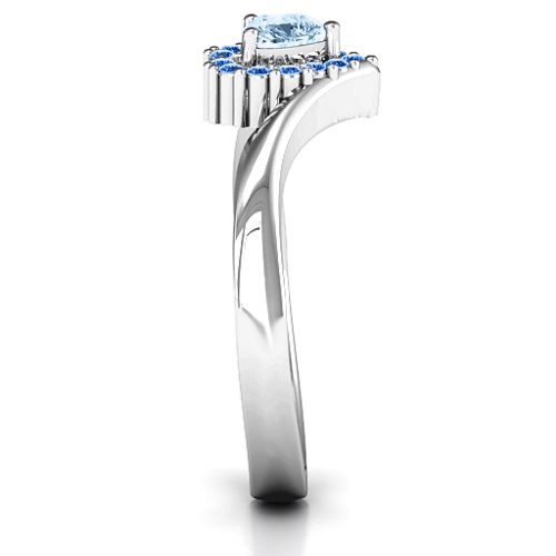 Peak of Love Ring – Sterling Silver with Aquamarine and Fancy Blue Premium Zirconia