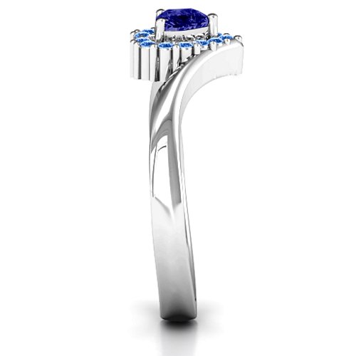 Peak of Love Ring – Sterling Silver with Blue Sapphire and Fancy Blue Premium Zirconia