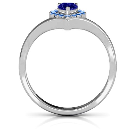 Peak of Love Ring – Sterling Silver with Blue Sapphire and Fancy Blue Premium Zirconia