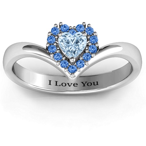 Peak of Love Ring – Sterling Silver with Aquamarine and Fancy Blue Premium Zirconia