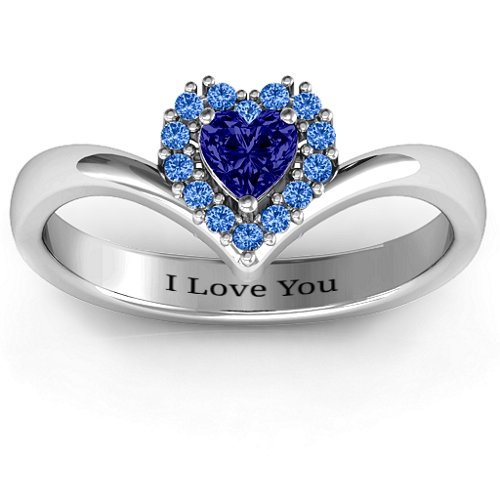 Peak of Love Ring – Sterling Silver with Blue Sapphire and Fancy Blue Premium Zirconia