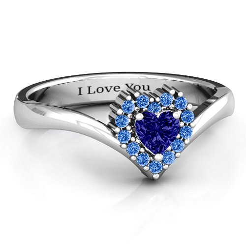 Peak of Love Ring – Sterling Silver with Blue Sapphire and Fancy Blue Premium Zirconia