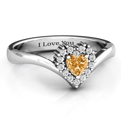Peak of Love Ring – Sterling Silver with Citrine and White Premium Zirconia