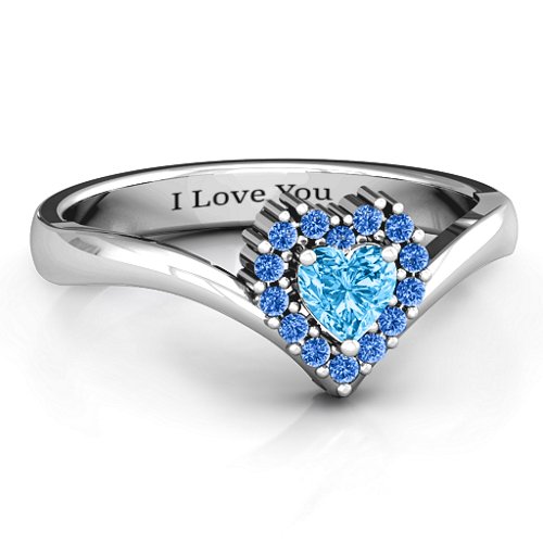 Peak of Love Ring – Sterling Silver with Blue Topaz and Fancy Blue Premium Zirconia