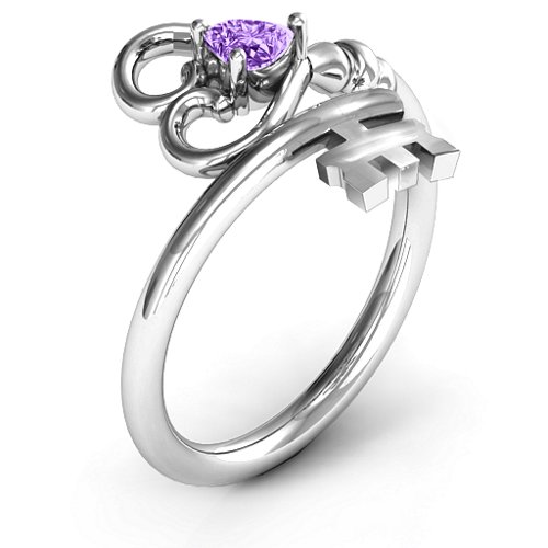Key to Her Heart Ring – Sterling Silver with Amethyst