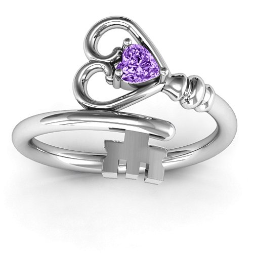 Key to Her Heart Ring – Sterling Silver with Amethyst