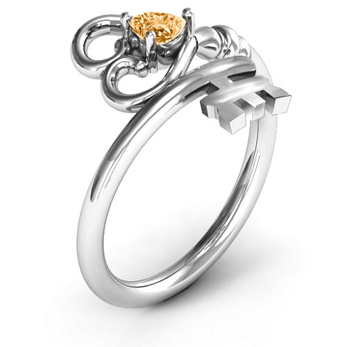 Key to Her Heart Ring – Sterling Silver with Citrine