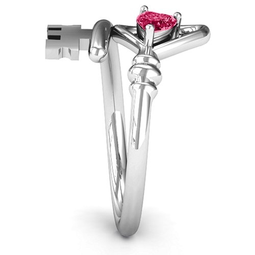 Key to Her Heart Ring – Sterling Silver with Ruby