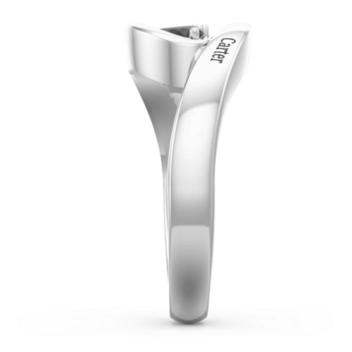 Engravable Double Heart Gemstone Wave Ring