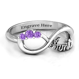 Aunt's Infinite Love Ring with Stones in 925 Sterling Silver with Amethyst