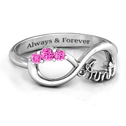 Aunt's Infinite Love Ring with Stones in 925 Sterling Silver with Pink Tourmaline