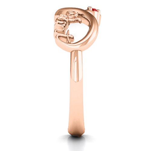 Aunt's Infinite Love Ring with Stones – 10K Rose Gold with Cubic Zirconia and Garnet
