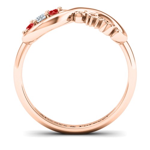 Aunt's Infinite Love Ring with Stones – 10K Rose Gold with Cubic Zirconia and Garnet
