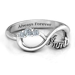 Aunt's Infinite Love Ring with Stones in 925 Sterling Silver with Diamond