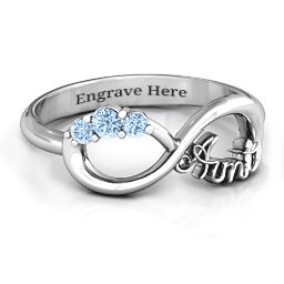 Aunt's Infinite Love Ring with Stones in 925 Sterling Silver with Aquamarine