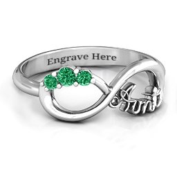 Aunt's Infinite Love Ring with Stones in 925 Sterling Silver with Emerald