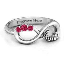 Aunt's Infinite Love Ring with Stones in 925 Sterling Silver with Ruby