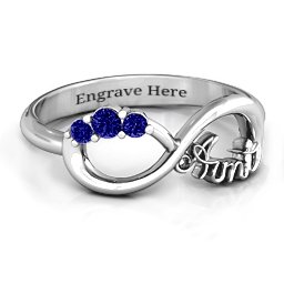 Aunt's Infinite Love Ring with Stones in 925 Sterling Silver with Blue Sapphire