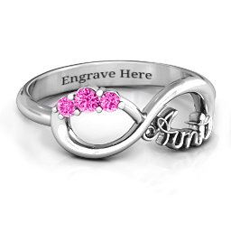 Aunt's Infinite Love Ring with Stones in 925 Sterling Silver with Pink Tourmaline