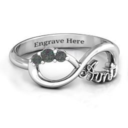 Aunt's Infinite Love Ring with Stones in 925 Sterling Silver with Alexandrite