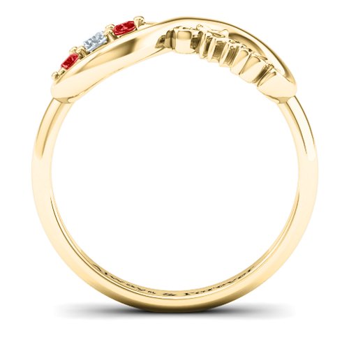 Aunt's Infinite Love Ring with Stones – 10K Yellow Gold with Cubic Zirconia and Garnet