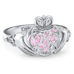 Caged Hearts Celtic Claddagh Ring