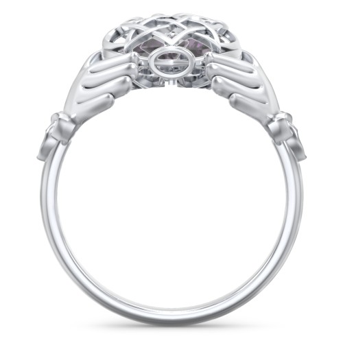 Caged Hearts Celtic Claddagh Ring – Sterling Silver with Alexandrite