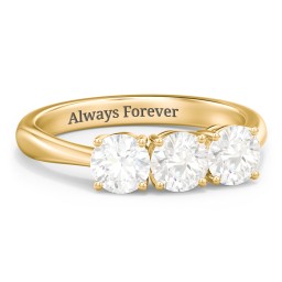 Radiant Trinity Ring in 18K Gold Plated Silver with Diamond
