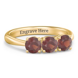 Radiant Trinity Ring in 18K Gold Plated Silver with Garnet