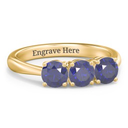 Radiant Trinity Ring in 18K Gold Plated Silver with Blue Sapphire