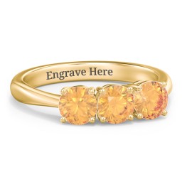 Radiant Trinity Ring in 18K Gold Plated Silver with Citrine