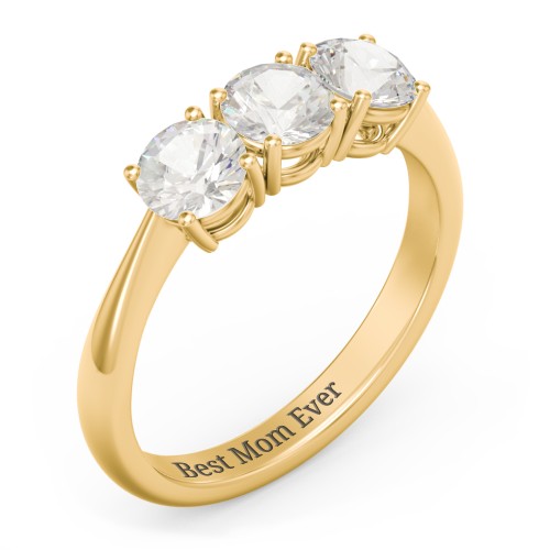 Radiant Trinity Ring – 18K Gold Plated Silver with Cubic Zirconia