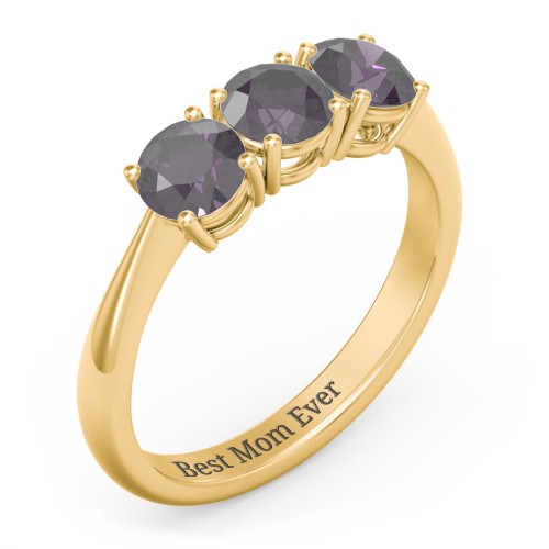 Radiant Trinity Ring – 18K Gold Plated Silver with Alexandrite