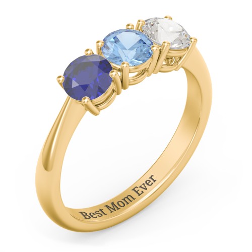 Radiant Trinity Ring – 18K Gold Plated Silver with Blue Sapphire, Blue Topaz, and Cubic Zirconia