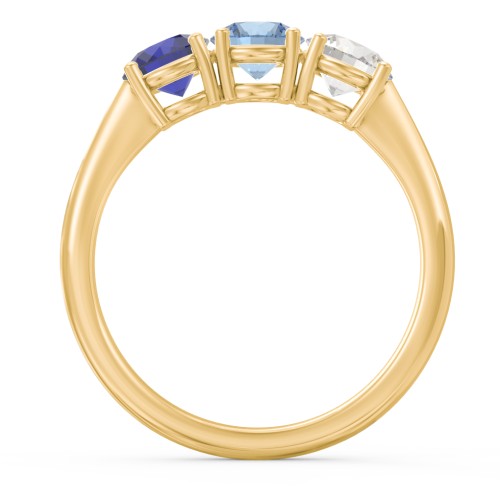 Radiant Trinity Ring – 18K Gold Plated Silver with Blue Sapphire, Blue Topaz, and Cubic Zirconia