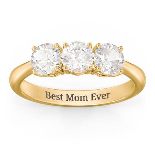 Radiant Trinity Ring – 18K Gold Plated Silver with Cubic Zirconia