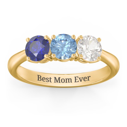 Radiant Trinity Ring – 18K Gold Plated Silver with Blue Sapphire, Blue Topaz, and Cubic Zirconia