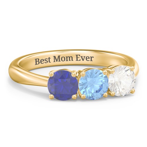 Radiant Trinity Ring – 18K Gold Plated Silver with Blue Sapphire, Blue Topaz, and Cubic Zirconia